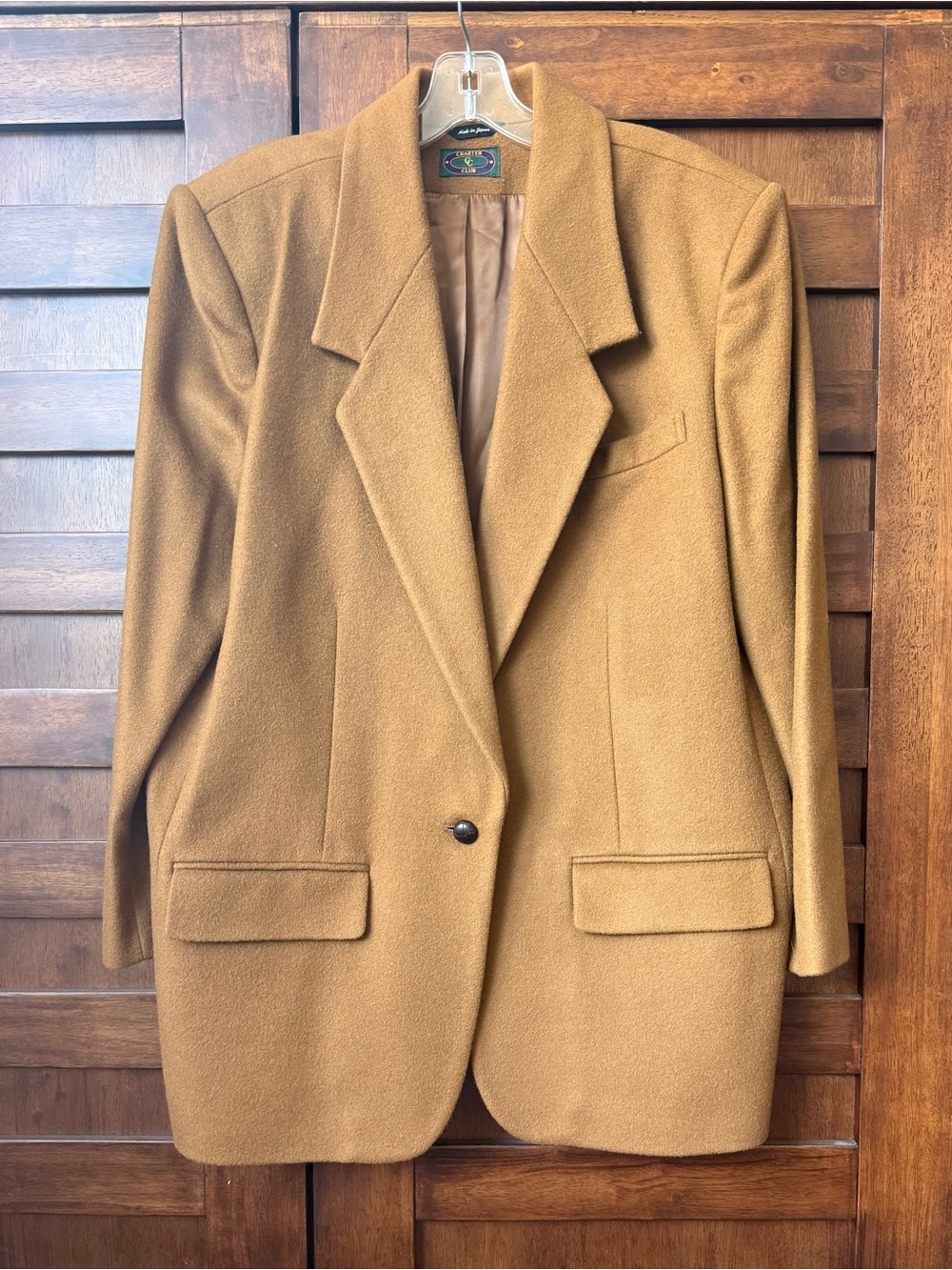 Vintage Charter Club Camel Single-Button Wool-Cashmere Blend Blazer 20W